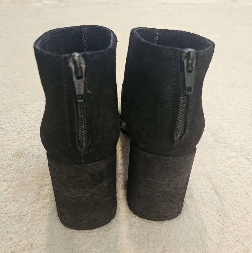 NEW Black Block Heel Leather Ankle Boots Size 9 Ombre Work Party Fall Feminine - Picture 6 of 10